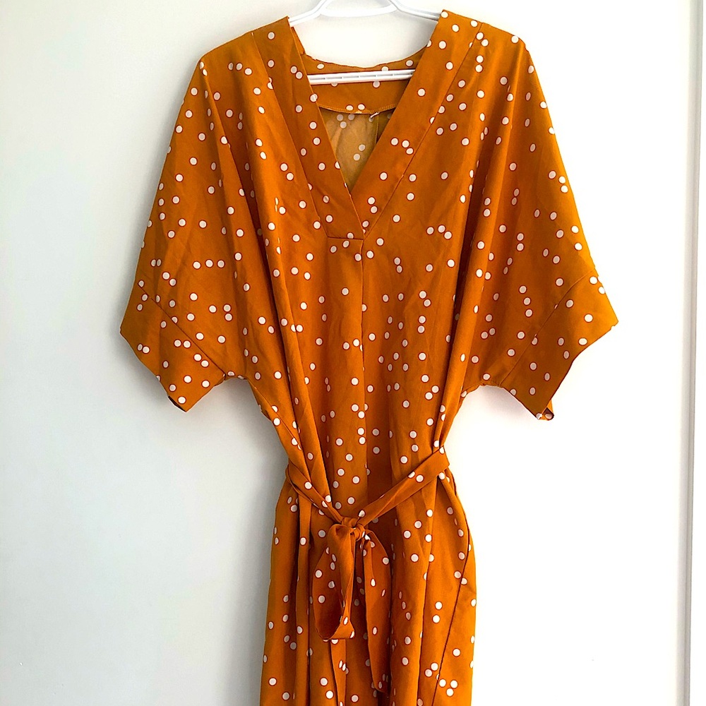 Plus-Size Polka Dot Belted Dressing 4X